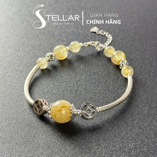  Vòng Tay Milcah Stellar Đá Thạch Anh Tóc Vàng Kết Hợp Bạc S925 May Mắn Thu Hút Tài Lộc. 