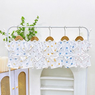 [A183 - Mềm, Mát, Chất Petit, Được Chọn Mẫu] Bộ Cộc Tay Sơ Sinh Nền Trắng Họa Tiết Cúc Giữa