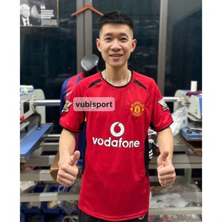 Set bộ thể thao bóng đá nam nữ hàng thái clb MU Manchester United 2002 Retro áo đỏ quần đen Beckham 7