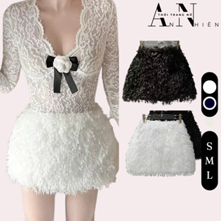 Chân váy lông From chữ A,chân váy kiểu thiết kế dáng ngắn ôm body phối tua rua phong cách sexy thời trang nữ An nhiên_Sh