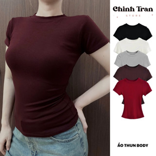 Áo Thun Nữ Ôm Body Cổ Tròn Cotton Trơn Mềm Mịn Mát - Chinh Trần Store
