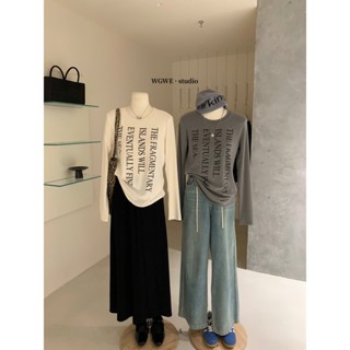 Áo thun nữ dài tay in chữ thời trang Hàn Quốc, Áo phông tay dài Cao cấp style Douyin