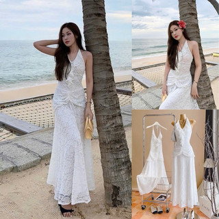 Đầm midi hoa nhí viền nơ lưng