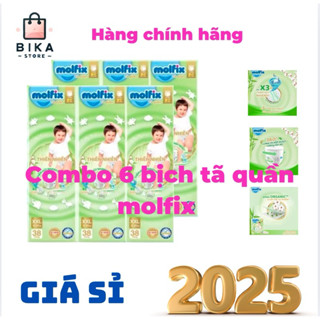 GIÁ SỈ SỐC - Combo 6 Bịch Tã/Bỉm Molfix Thiên Nhiên | Sợi Tre Siêu Mềm - Hàng Chính Hãng