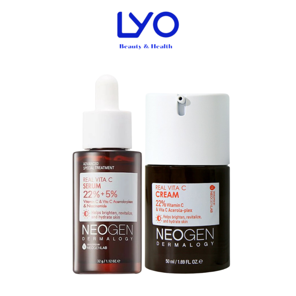 Tinh Chất Serum & Kem Dưỡng Neogen Dermalogy Real Vita C Giúp Dưỡng Sáng Da, Mờ Thâm Hàn Quốc 32g & 50ml