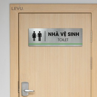  Bảng tên nhà vệ sinh LEVU INB05 dán cửa phòng trang trí chất liệu inox in UV 10x30cm 