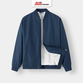  Áo Khoác Bomber Nam 5S FASHION Lót Lông Dày Ấm Thiết Kế Trơn Basic Dễ Phối AKB24043 