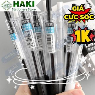 Bút bi bấm mực gel nước HAKI mực đen đỏ xanh viết đều mực phụ kiện văn phòng phẩm B05