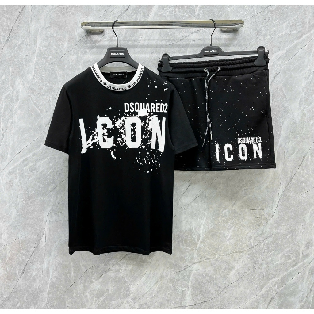 🔥Hot 2025🔥Bộ Thun Icon 004 Mới Nam Nữ  Vải Conton Cao Cấp, Áo Phông DSQ ICON Boy Phố Hai màu Đen Trắng Thoáng Mát 2025