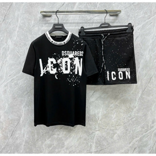 Hot 2025Bộ Thun Icon 004 Mới Nam Nữ  Vải Conton Cao Cấp, Áo Phông DSQ ICON Boy Phố Hai màu Đen Trắng Thoáng Mát 2025