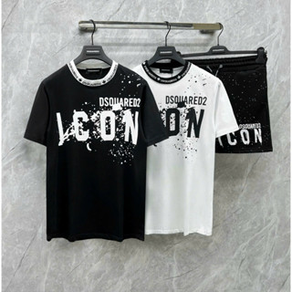 Hot 2025Bộ Thun Icon 004 Mới Nam Nữ  Vải Conton Cao Cấp, Áo Phông DSQ ICON Boy Phố Hai màu Đen Trắng Thoáng Mát 2025