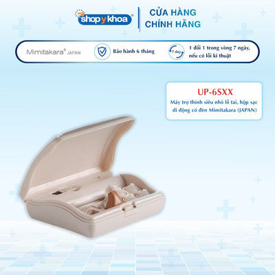 Máy Trợ Thính Siêu Nhỏ Lỗ Tai, Hộp Sạc Di Động Có Đèn Mimitakara (JAPAN) [UP-6SXX1]. Made In Taiwan