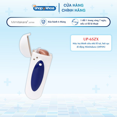 Máy Trợ Thính Siêu Nhỏ Lỗ Tai, Bút Sạc Di Động Mimitakara (JAPAN) [UP-6SZX]. Made In Taiwan