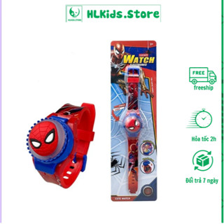 Đồng hồ siêu nhân nhện có đèn xoay chuyển cho bé