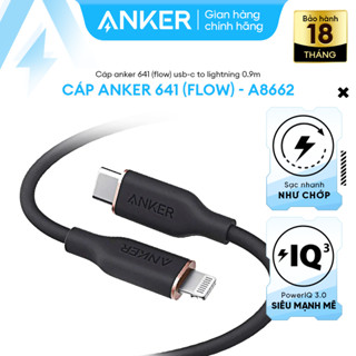 Cáp Sạc Nhanh ANKER 641 PowerLine III Flow USB-C to L - Đạt MFi - Chất liệu Silicone - Cho iPhone 8-14 & iPad - A8662/3