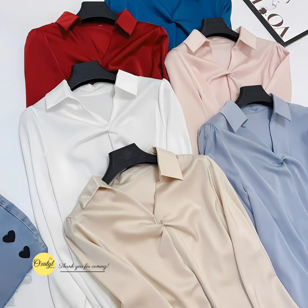 Áo sơ mi lụa nữ tay dài ngực xoắn eo Oxatyl M39 phong cách công sở | BigBuy360 - bigbuy360.vn