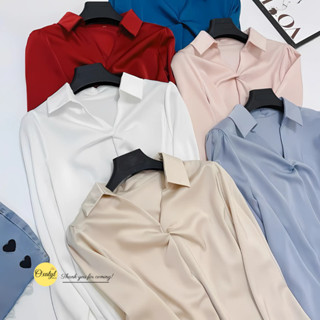 Áo sơ mi lụa nữ tay dài ngực xoắn eo Oxatyl M39 phong cách công sở