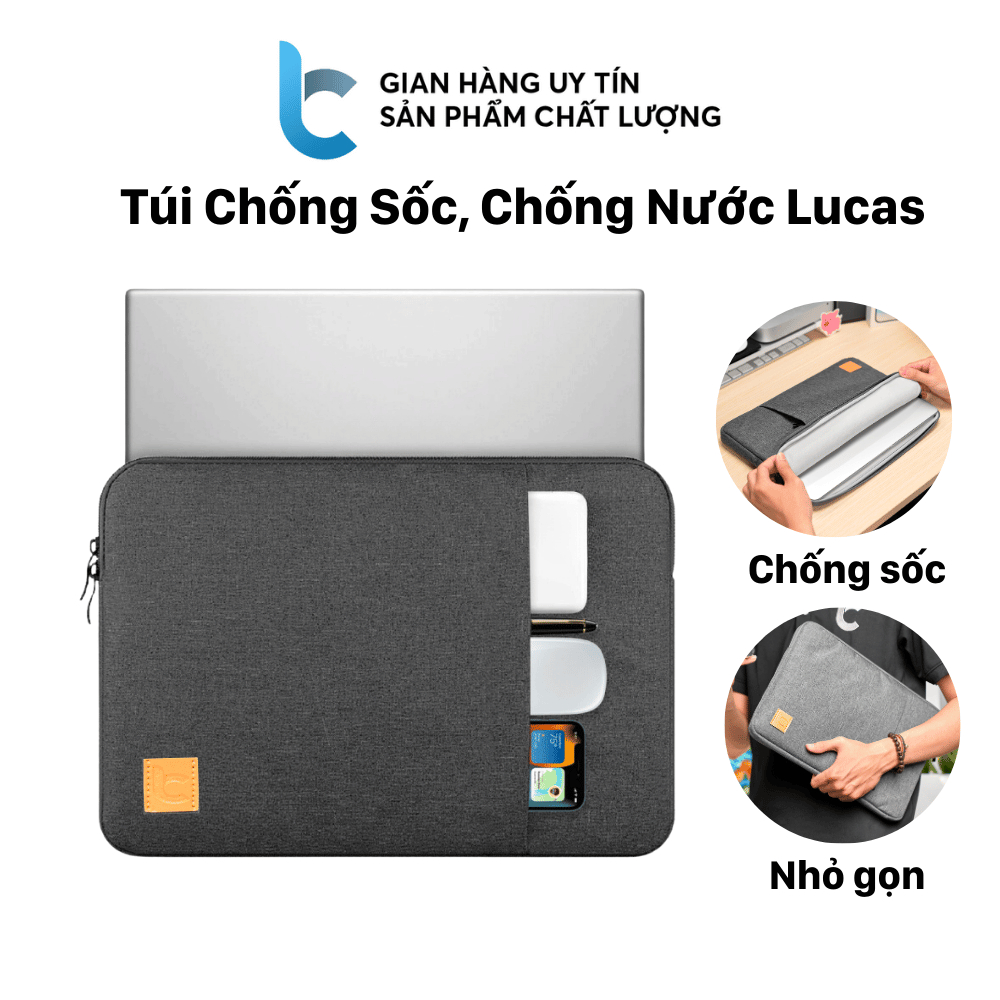 Túi Đựng Macbook Lucas Chống Sốc, Chống Nước Có Ngăn Riêng Đựng Phụ Kiện
