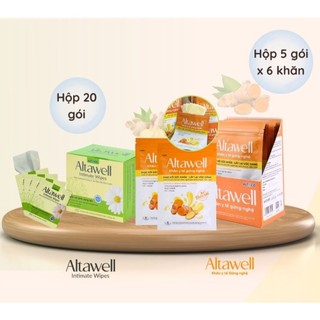 [Combo 2 Hộp] Khăn y tế Gừng nghệ + Khăn Vệ Sinh Vùng Kín Altawell - Giữ ấm, Làm sạch, Sáng hồng
