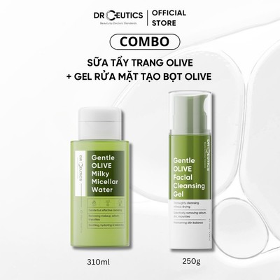 DrCeutics Combo Sữa Tẩy Trang Olive 310ml + Gel Rửa Mặt Tạo Bọt Olive 250g