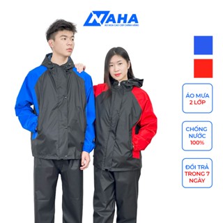 Áo mưa bộ nam nữ 2 lớp cao cấp, chống thấm nước, chắn gió, NAHA