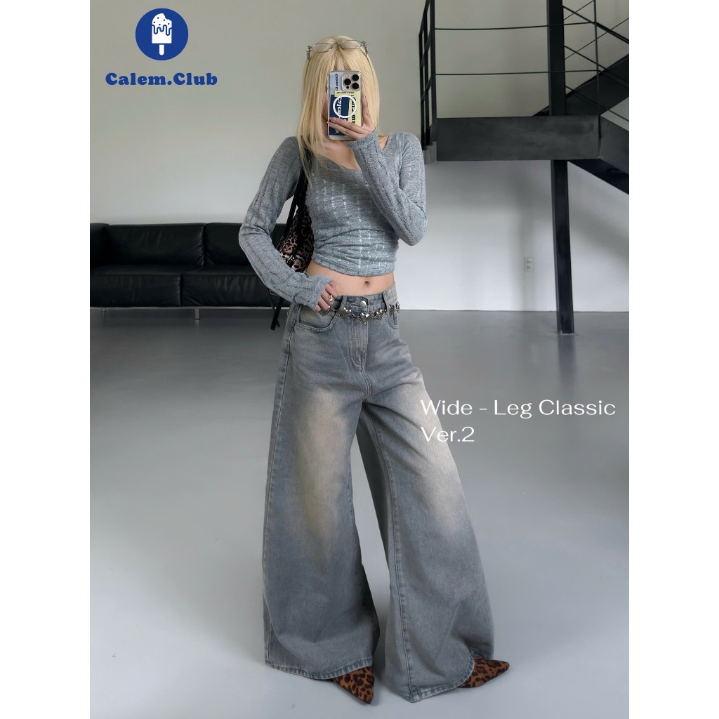 Quần Jeans Ống Rộng Ver 2 WIDE LEG  Calem.Club tôn dáng cạp cao form unisex nam nữ | BigBuy360 - bigbuy360.vn