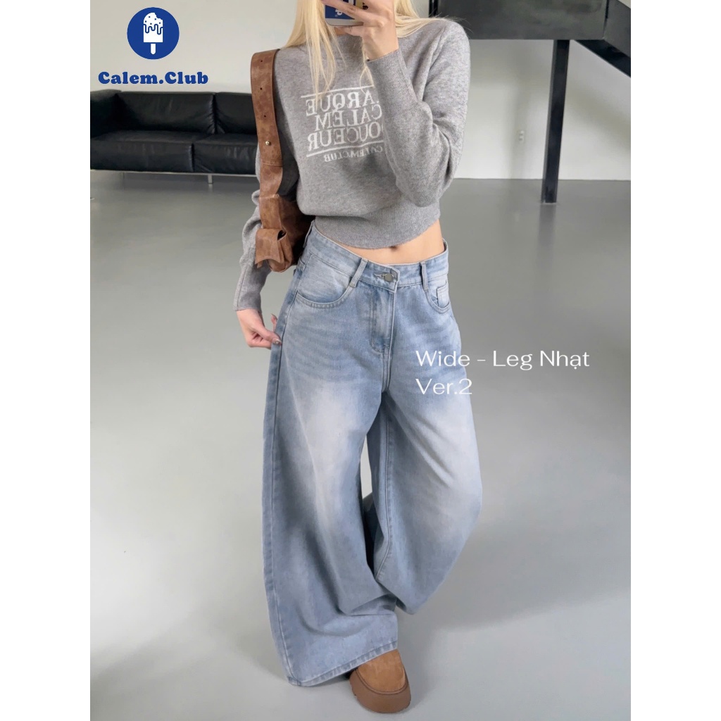 Quần Jeans Ống Rộng Ver 2 WIDE LEG  Calem.Club tôn dáng cạp cao form unisex nam nữ | BigBuy360 - bigbuy360.vn
