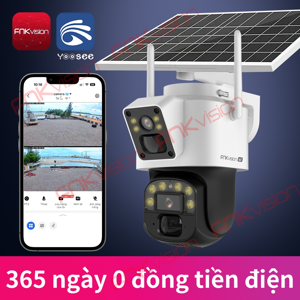 Camera Yoosee năng lượng mặt trời 4G Fnkvision,xoay chuyển quan sát 360 độ, bảo hành 12 tháng
