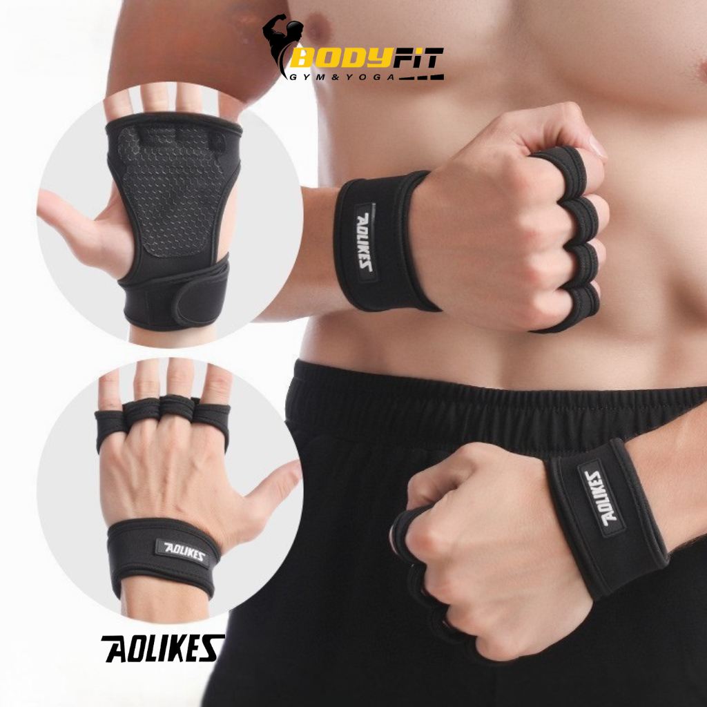 Găng Tay Tập Gym Hở Ngón Aolikes A-117 Găng Tay Tập Gym Nam Nữ, Tập Tạ, Kéo Xà Chơi Thể Thao( 1 đôi )