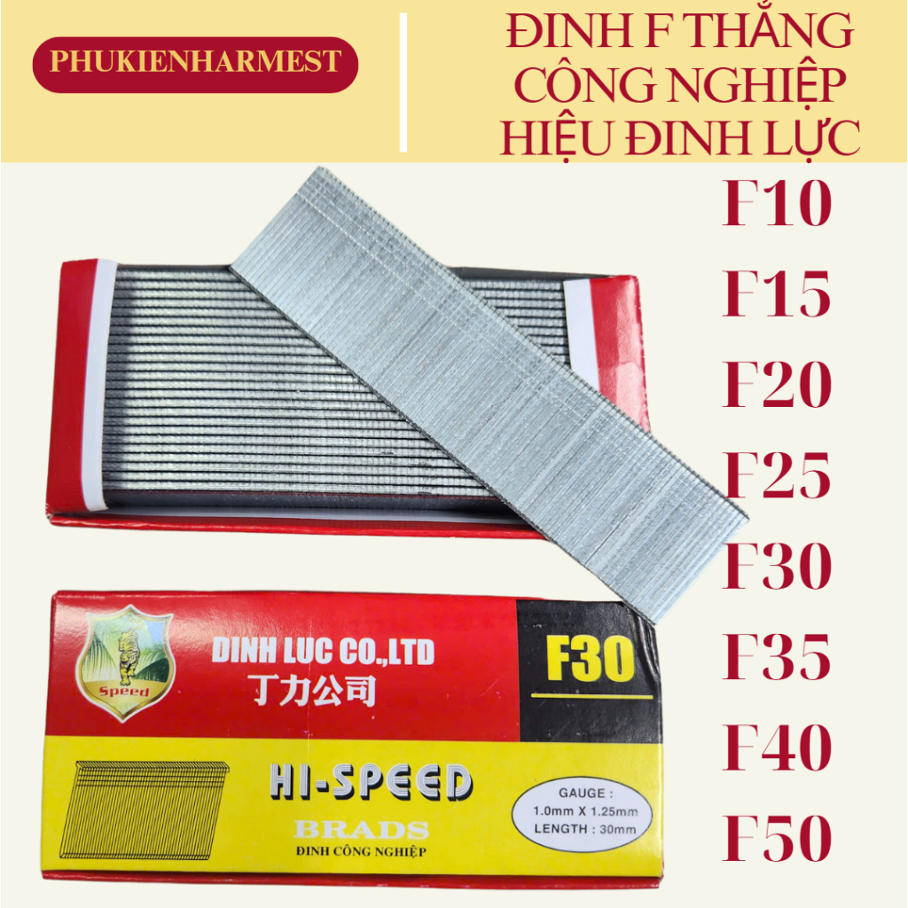 Đinh F ghim F10 - F15 - F20 - F25 - F30 - F35 - F40 - F50, đinh bắn gỗ, đinh thẳng, đinh ghim