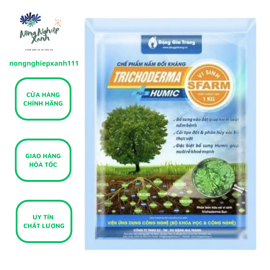 Chế phẩm nấm đối kháng Trichoderma Humic Sfarm gói 1kg, Trichoderma Plus Humic Sfarm gói 1kg