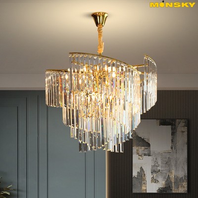 Đèn thả chùm pha lê MONSKY LOSI TRANG TRÍ NỘI THẤT DC9010 - TẶNG KÈM BÓNG LED 3 màu ánh sáng