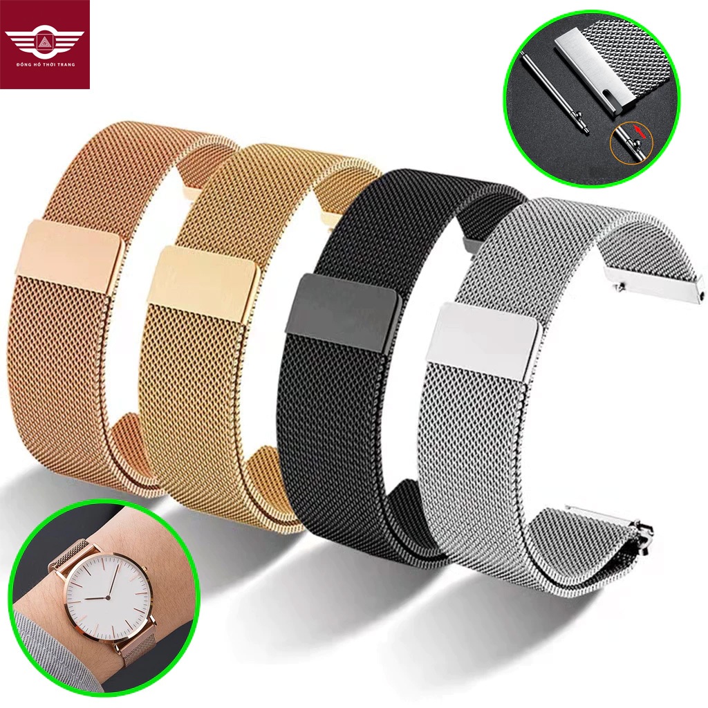Dây Đồng Hồ Thép Lưới Milanese Siêu Mỏng Khóa Nam Châm - Size 14/16/18/20/22mm