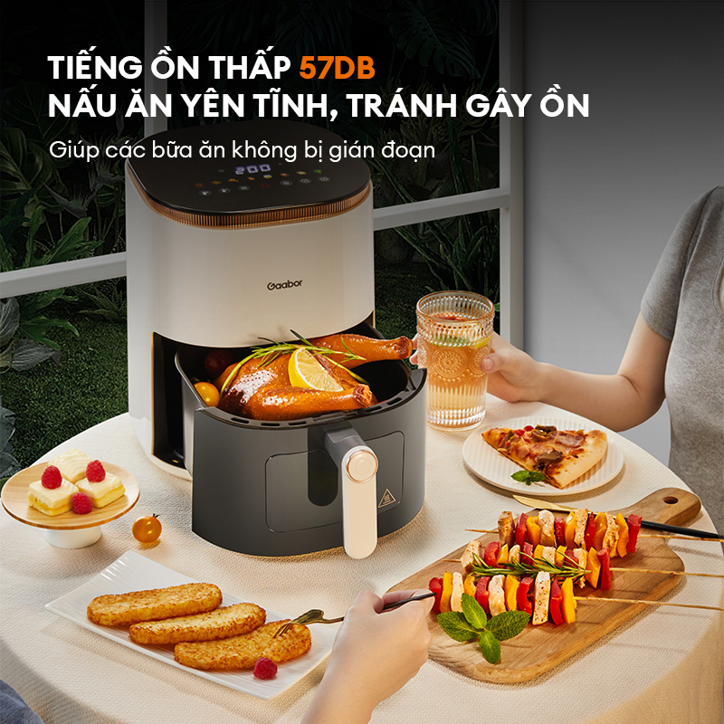 Nồi chiên không dầu 5L Gaabor AF-45T01A cảm ứng tuần hoàn khí nóng 360 menu màu mặt kính quan sát | BigBuy360 - bigbuy360.vn
