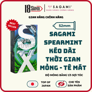 Bao cao su Bạc hà Sagami XTreme Spearmint siêu mỏng kéo dài thời gian, bạc hà thơm mát - Hộp 10 bao