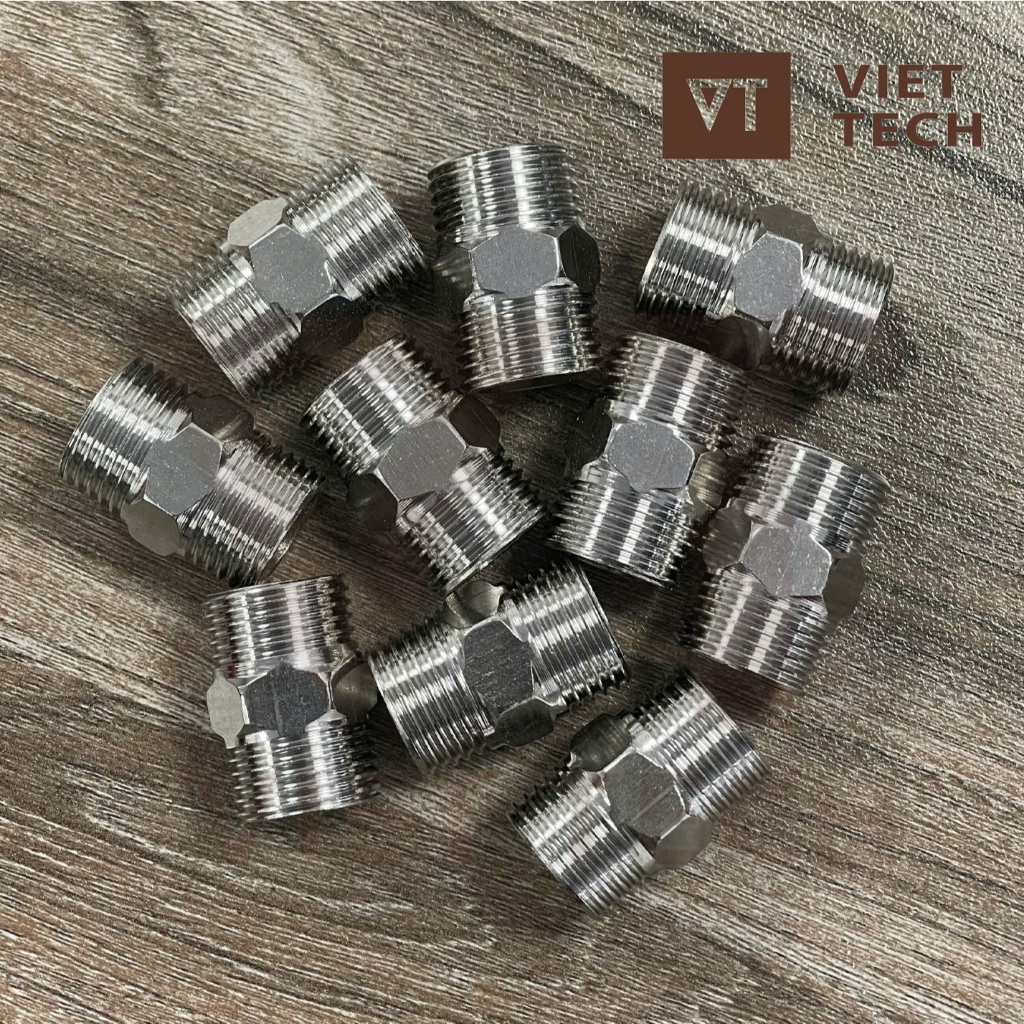 [combo] Kép ren 21 Kép inox nối hai đầu ren ngoài Kép inox 21 / 27 inox 201 (combo 10 cái)