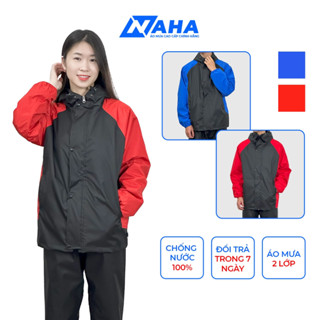 Bộ quần áo mưa 2 lớp cao cấp nam nữ, chống thấm nước, chắn gió, NAHA