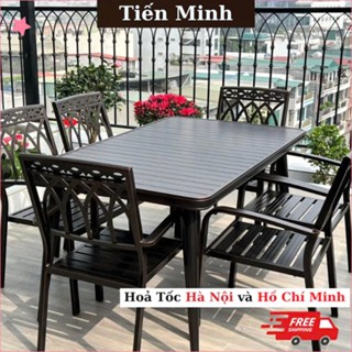 Bộ bàn ghế sân vườn ngoài trời HCN Bộ bàn ghế ban công ngoài trời nhôm đúc Bàn ghế ngoài trời - BO01