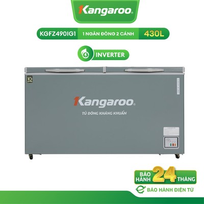 Tủ đông  Inverter  Kangaroo 430 lít thiết kế 1 ngăn 2 cánh KGFZ490IG1
