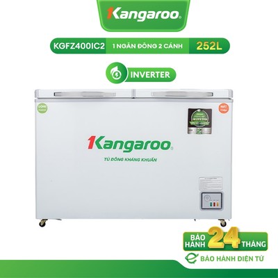 Tủ đông Kangaroo Inverter 252 lít thiết kế 2 ngăn 2 cánh KGFZ400IC2 - dàn lạnh đồng
