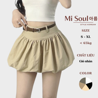 Chân Váy Bí Cạp Cao Chất Liệu Gió Nhăn Xếp Ly Nữ 2 Lớp Xoè Bồng Misoul, Váy Qủa Bí Dáng Mini BigSize 385