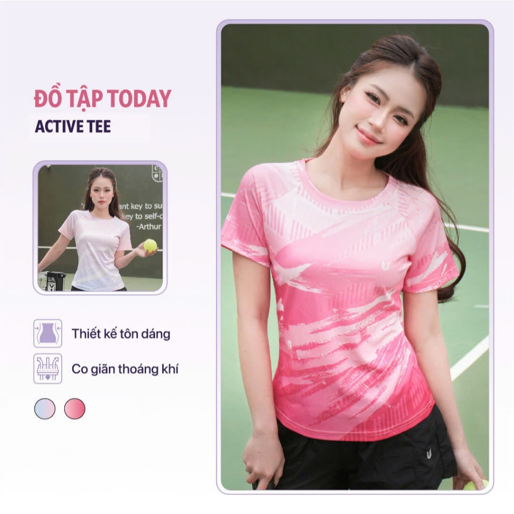 Áo thun thể thao nữ Active Tee Today U Wear chạy bộ tập cầu lông thấm hút mồ hôi thoáng mát