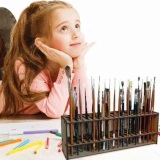 Giá treo bút lông, cọ đứng, 67 lỗ bằng gỗ