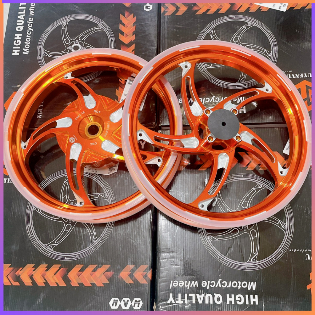 Mâm CNC 5 Cây Gắn VARIO, VISION, AB >>> Bản Trước 1.85 - Sau 2.15 ( Màu Cam )