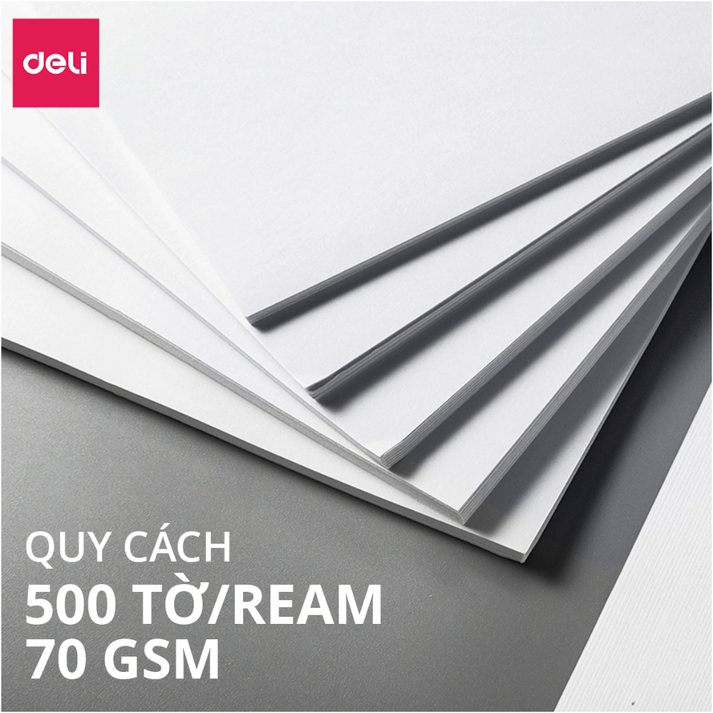 [45k/ream] Thùng 5 Ream Giấy A4 Deli Giấy In Photo Copy 70gsm Chính Hãng Loại Dày Ream 500 Tờ Chống 
