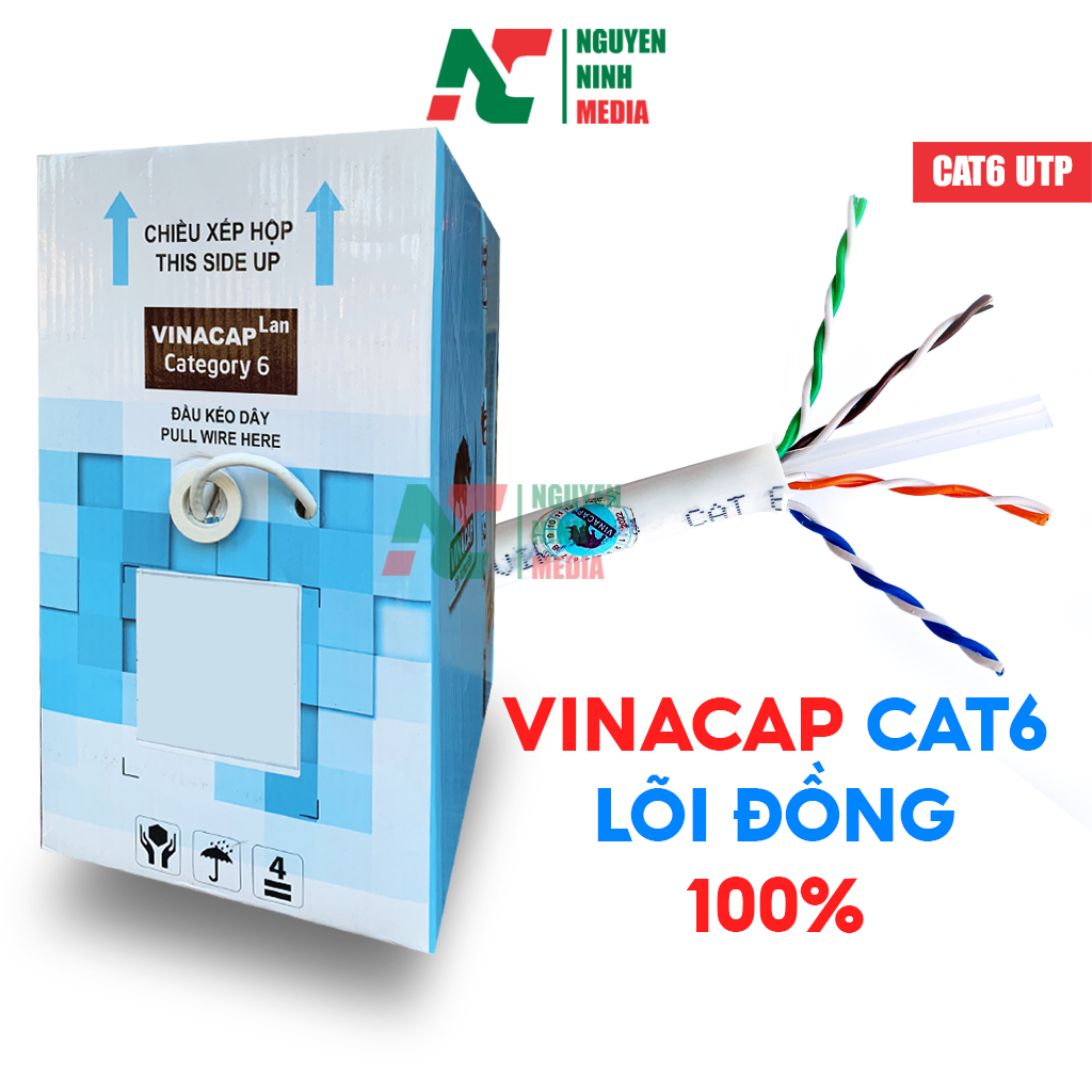 Dây Mạng Vinacap Cat6 UTP Lõi Đồng Nguyên Chất - Hàng Chính Hãng
