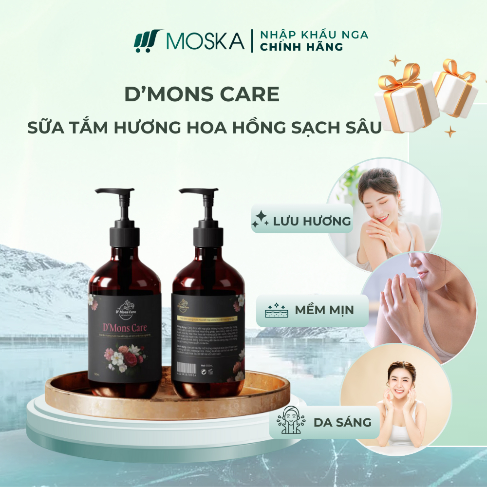 SỮA TẮM HƯƠNG HOA D'MONS CARE 500ML - GIÚP LÀM SẠCH SÂU, CẤP ẨM TỨC THÌ, MỜ THÂM MỤN, SÁNG DA HIỆU QUẢ | MOSKA