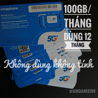 Sim 4G 5G 1 năm Vinaphone GÓI CƯỚC TD49 100Gb/tháng 12 tháng