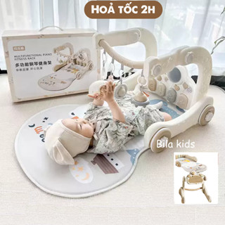 Thảm nhạc cho bé sơ sinh kiêm xe tập đi có nhạc đàn piano 3IN1, đồ chơi cho bé sơ sinh 06 tháng, 1 tuổi, nằm chơi
