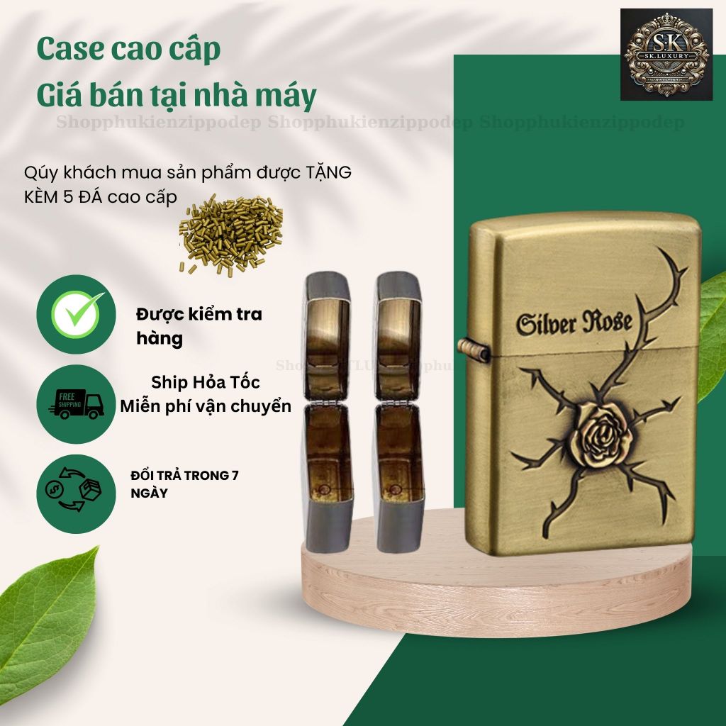 Case Zippo độc lạ, mẫu vỏ bằng đồng , tặng 5 đá zippo (YHH18D)